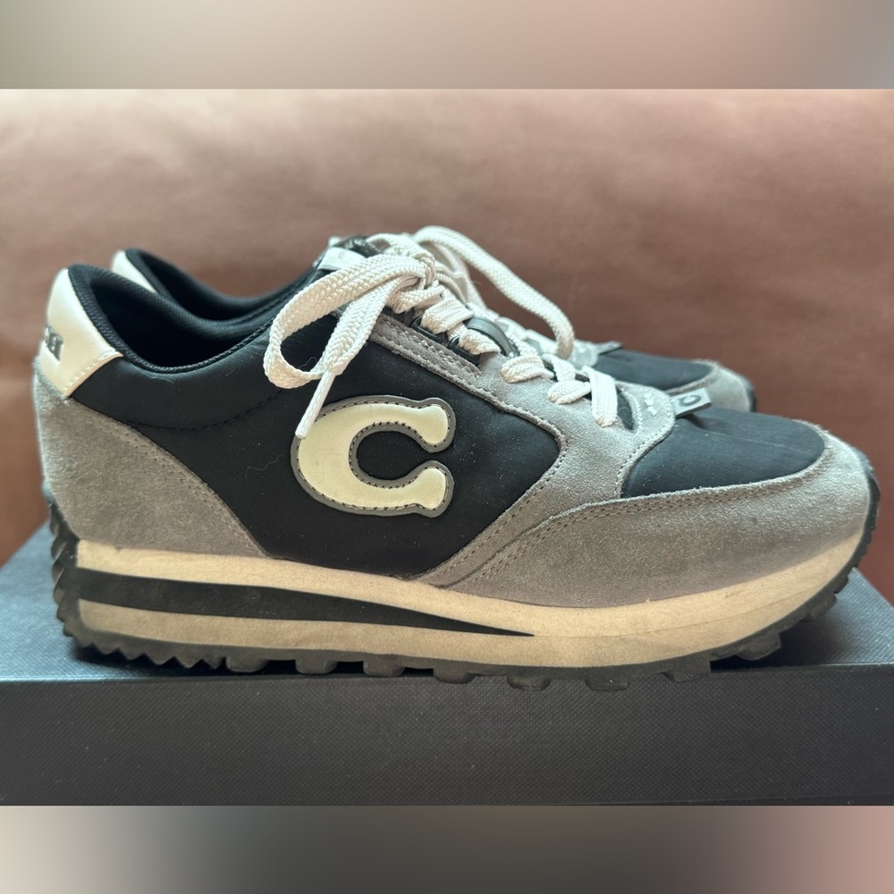Coach Gray and Black Platform Sneakers